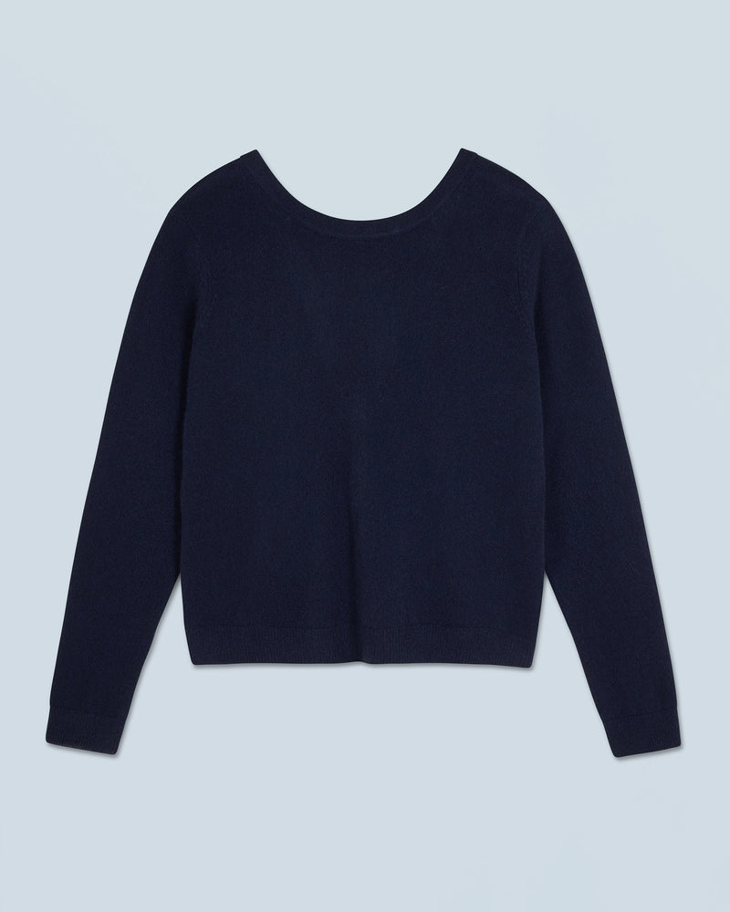 Pull Col Rond Dos Nu À Boutons H24 - Navy - Femme