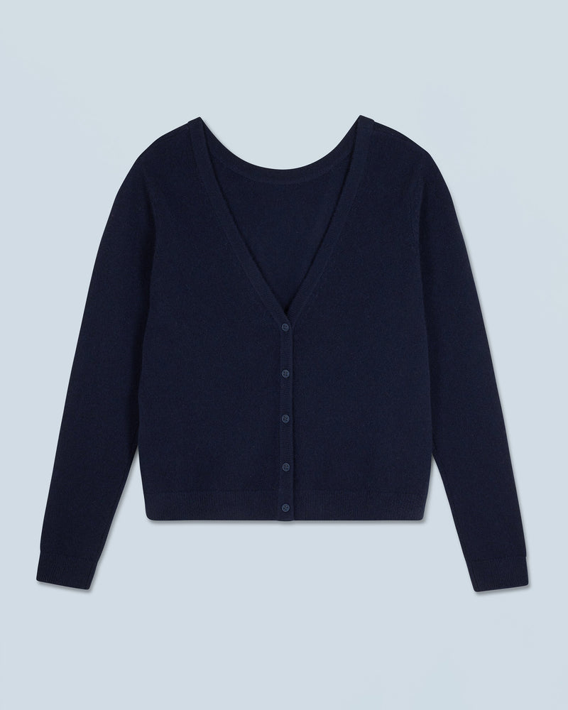 Pull Col Rond Dos Nu À Boutons H24 - Navy - Femme