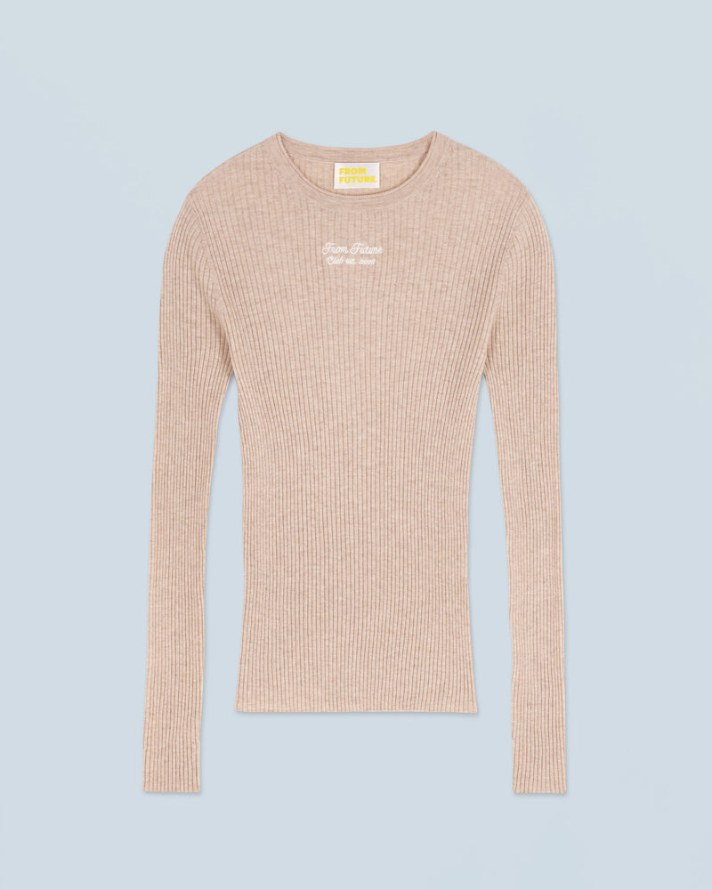 Pull Col Rond Seconde Peau H24 - Beige Chiné - Femme