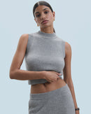 Pull Sans Manche Perles À L'Encolure H24 - Femme - Gris Chiné Foncé - 100% Cachemire