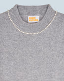 Pull Sans Manche Perles À L'Encolure H24 - Femme - Gris Chiné Foncé - 100% Cachemire