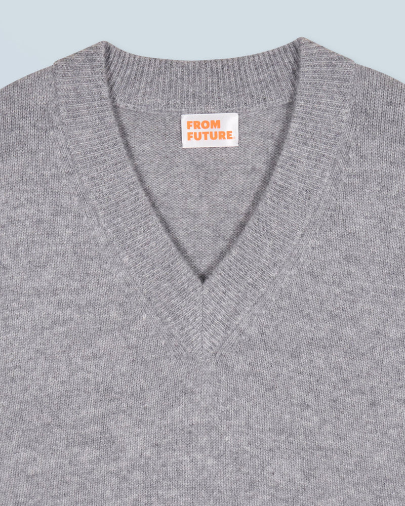 Pull Col V H24 - Gris Chiné Foncé - Femme