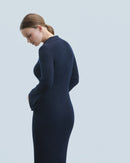 Robe Longue Manche Longue Col Polo H24 - Navy - Femme