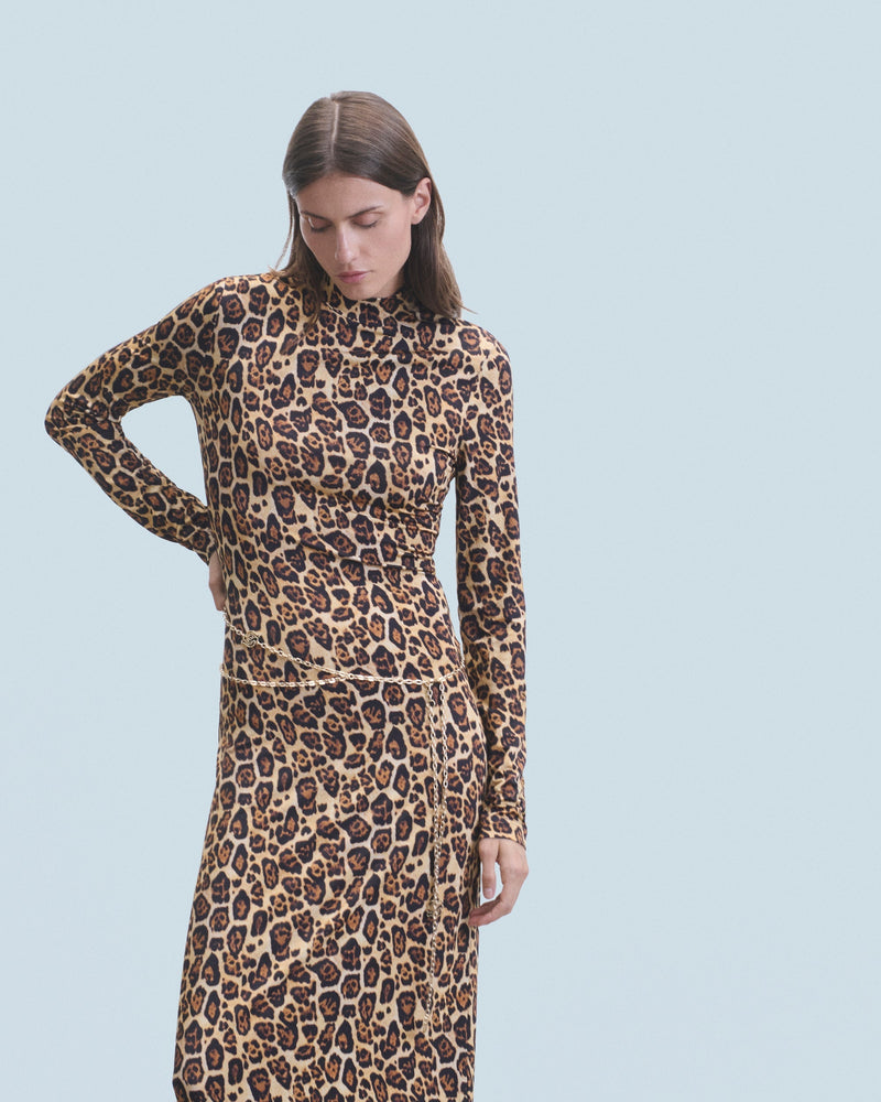 Robe Longue Manche Longue Jersey H24 - Femme - Hot Leopard