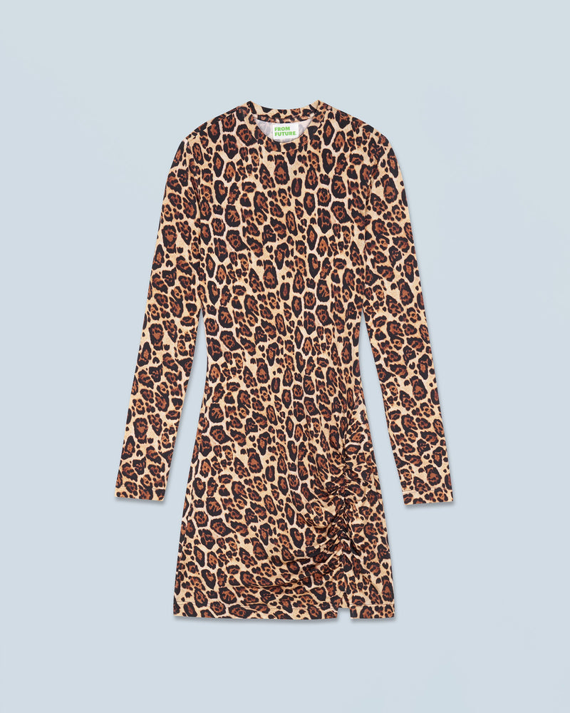 Robe Courte Manche Longue Jersey H24 - Hot Leopard - Femme