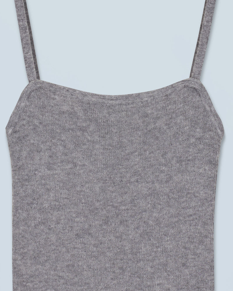 Top Bretelle Seconde Peau H24 - Femme - Gris Chiné Foncé