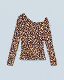 Top Asymetrique Jersey H24 - Hot Leopard - Femme