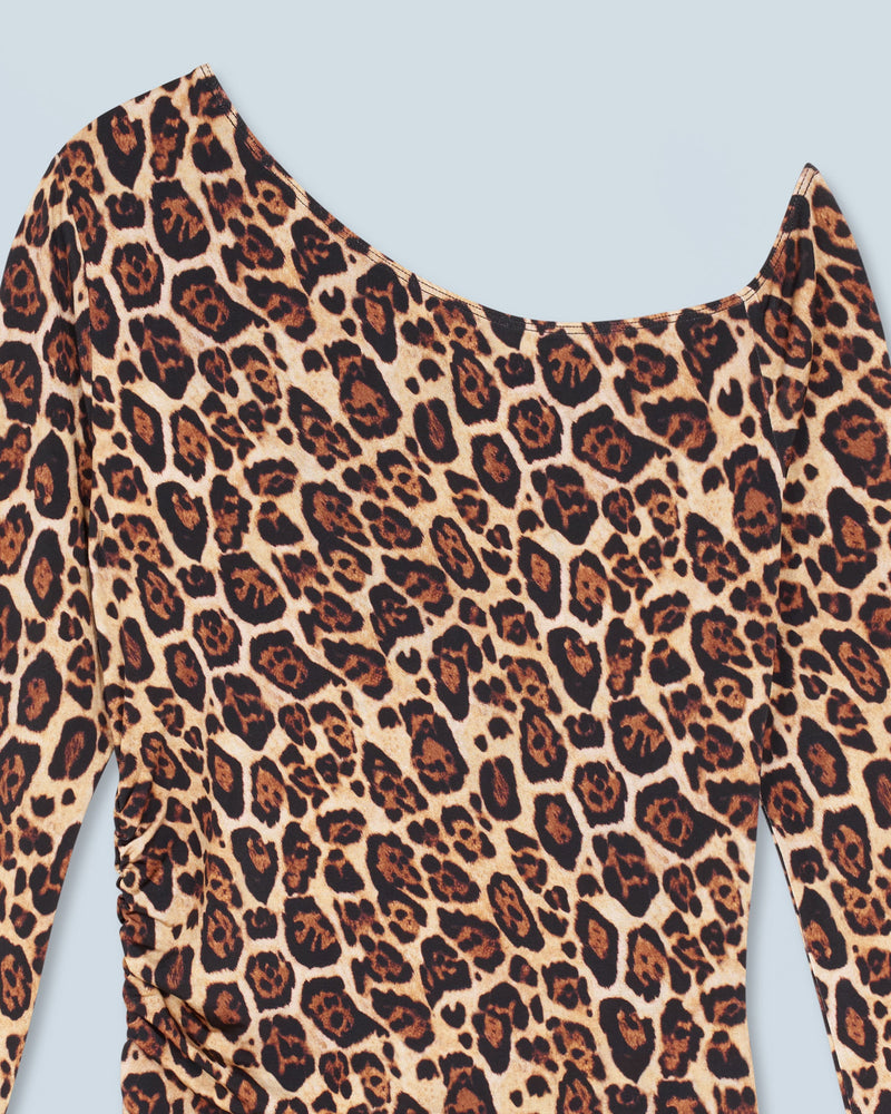 Top Asymetrique Jersey H24 - Hot Leopard - Femme