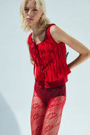 Bluma Top De Gasa Drapeado - Rojo