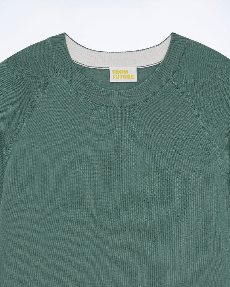 Round Neck Sweater - Washed Green - Man
