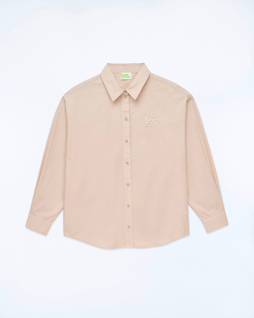Long-Sleeve Poplin Shirt - Beige - 100% Cotton - Women