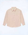 Long-Sleeve Poplin Shirt - Beige - 100% Cotton - Women