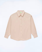 Long-Sleeve Poplin Shirt - Beige - 100% Cotton - Women