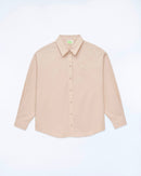Camisa Popelina Manga Larga - Beige - 100% Algodón - Mujer