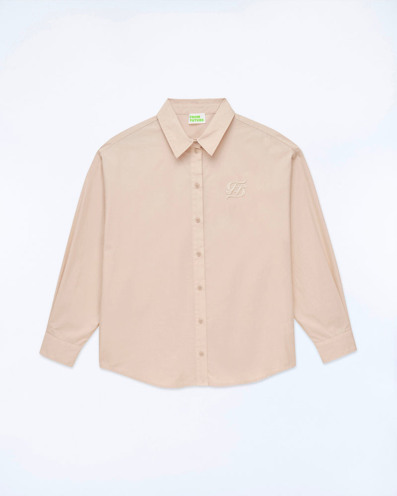 Camisa Popelina Manga Larga - Beige - 100% Algodón - Mujer