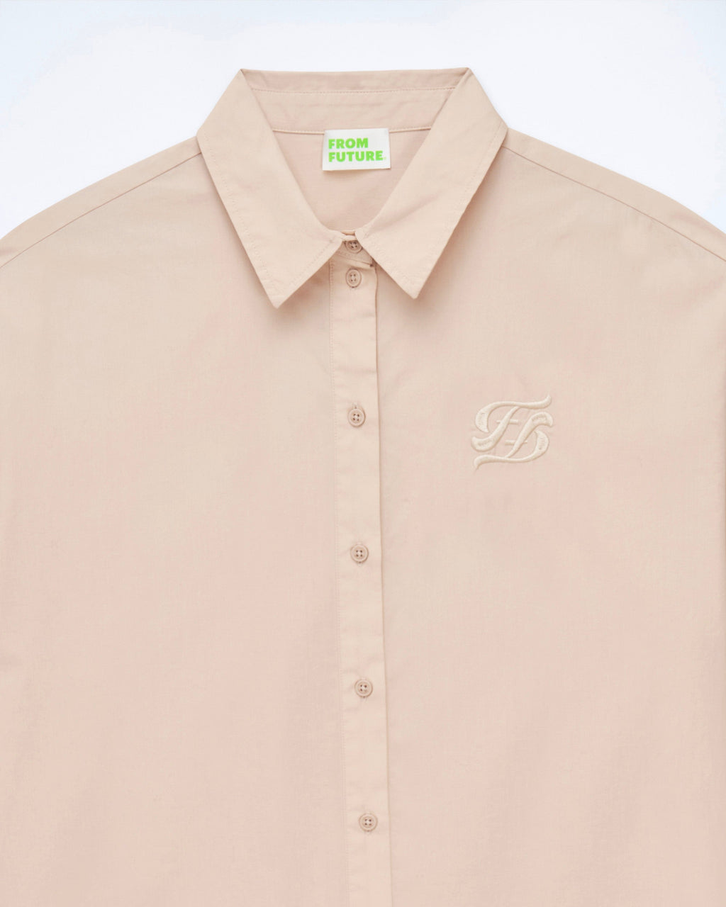 Long-Sleeve Poplin Shirt - Beige - 100% Cotton - Women