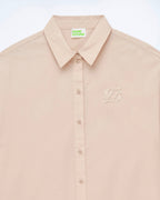 Long-Sleeve Poplin Shirt - Beige - 100% Cotton - Women