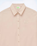 Camisa Popelina Manga Larga - Beige - 100% Algodón - Mujer