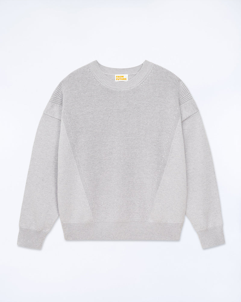 Pearl Knit Crewneck Sweater - Light Mottled Grey - - France Woman