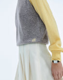 Jersey de mujer con mangas de contraste y cuello redondo - Gris jaspeado oscuro