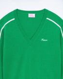 Future V-Neck Sweater with Thin Stripes - Tropical Green - Woman