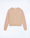 Future V-Neck Sweater with Thin Stripes - Tropical Camel - Woman