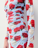 Vestido corto de malla de manga larga para mujer - Mariscos y crustáceos