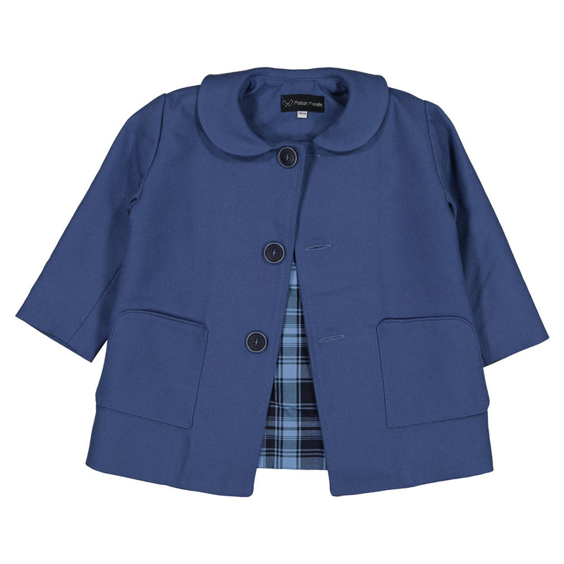 Manteau Olympe Intersaison En Lainage Léger - Bleu