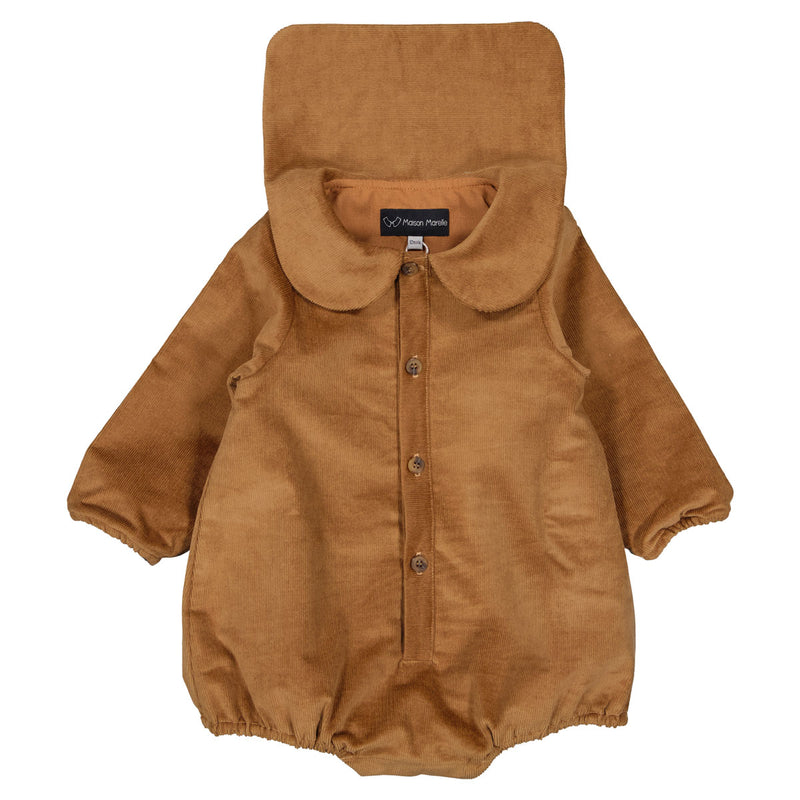 Barboteuse Hoche Velours Camel Gots  - Camel