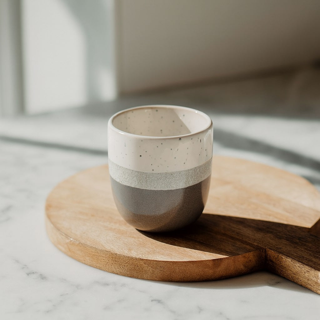 Set of 6 Espresso Cups - Riga - 11 cl - Stoneware - Brown
