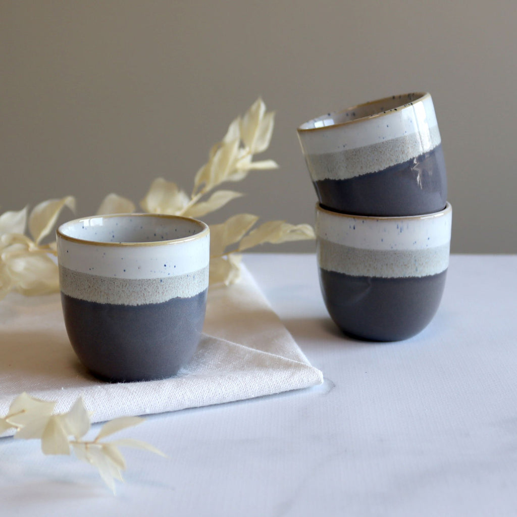 Set of 6 Espresso Cups - Riga - 11 cl - Stoneware - Brown
