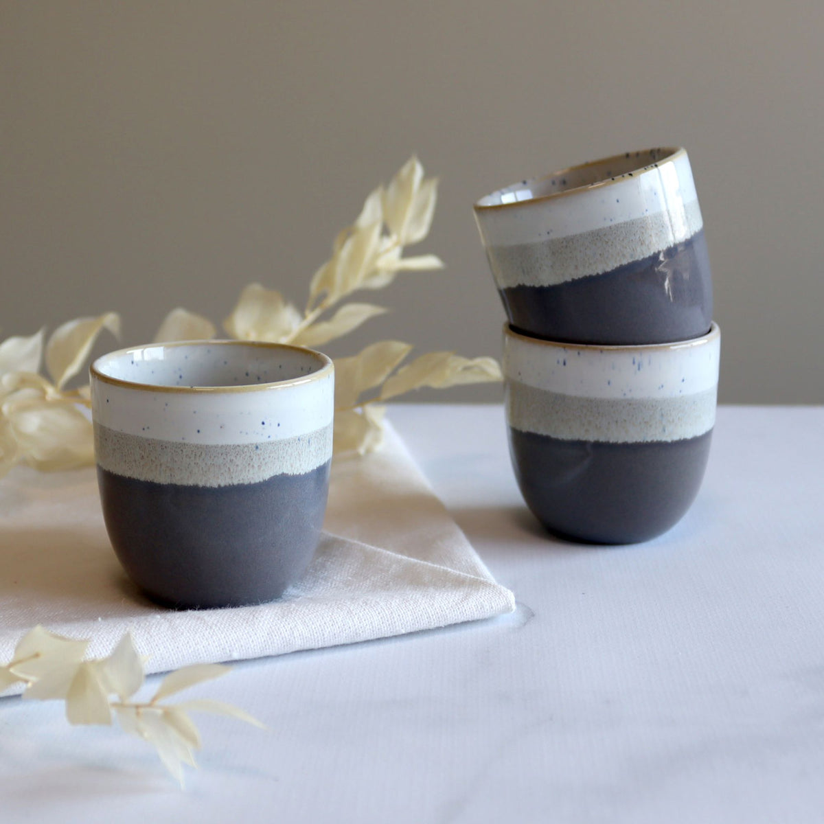 Set of 6 Espresso Cups - Riga - 11 cl - Stoneware - Brown