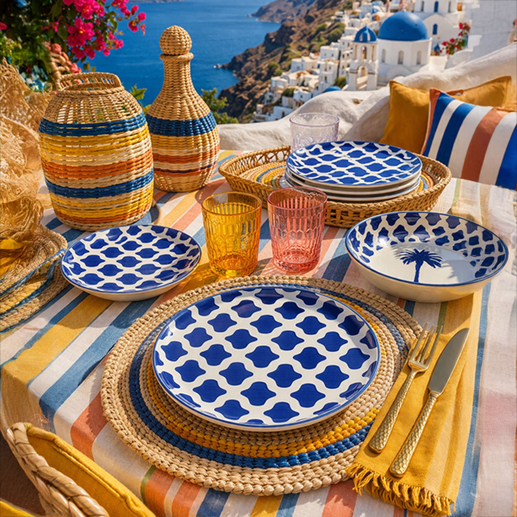 Set di 6 piatti fondi - Palm Beach - 20,5 cm - Gres