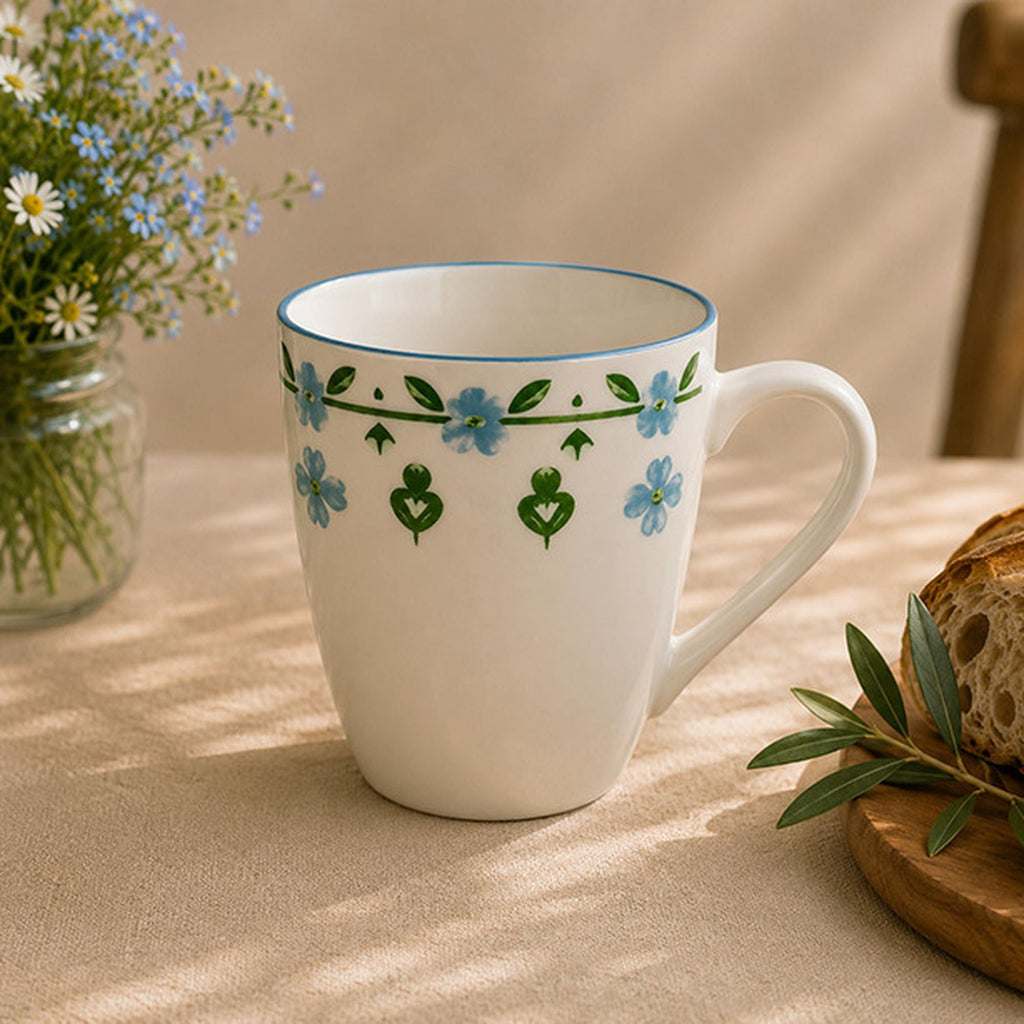 Juego de 6 tazas Primavera de porcelana azul, 36 cl