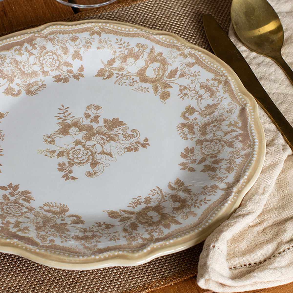 Faustine - Set Van 6 Platte Borden - 26 cm - Steengoed - Honing