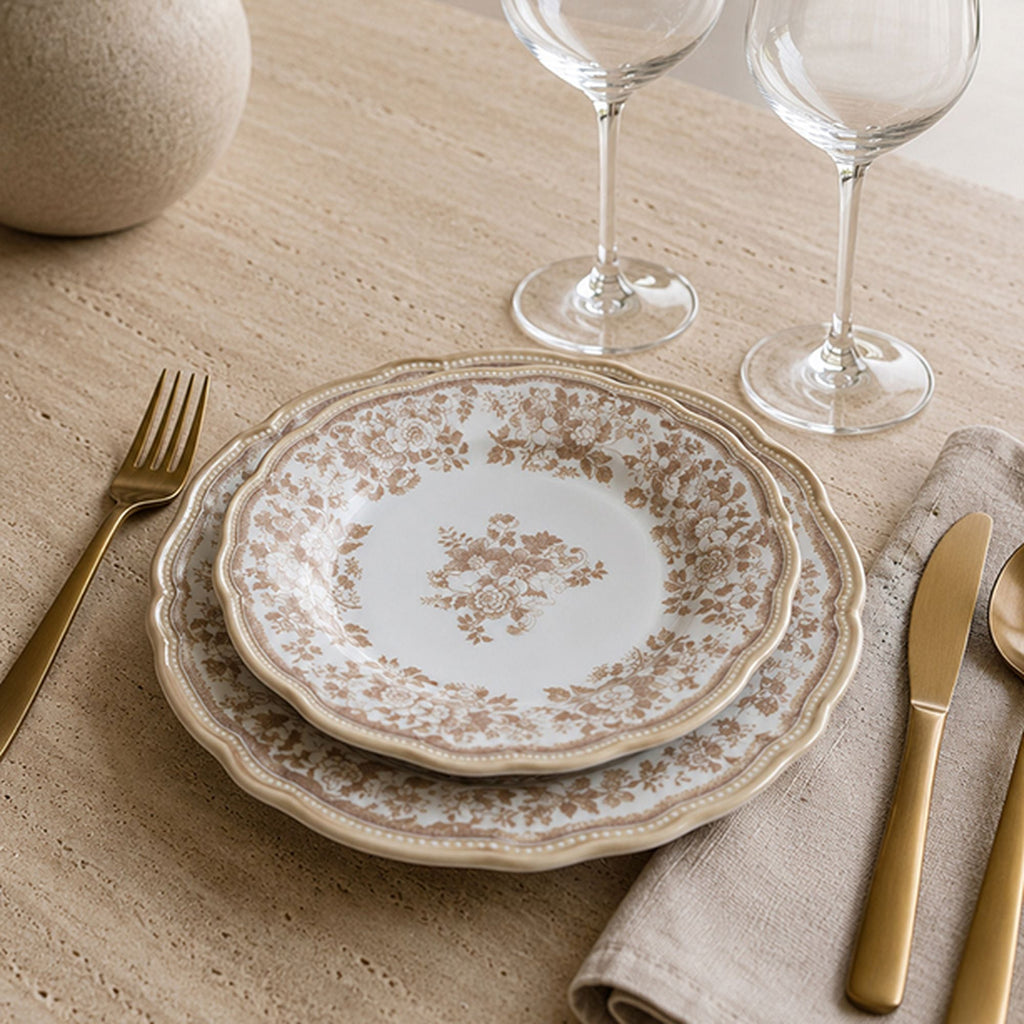 Set of 6 Faustine honey-coloured stoneware dessert plates – 20 cm