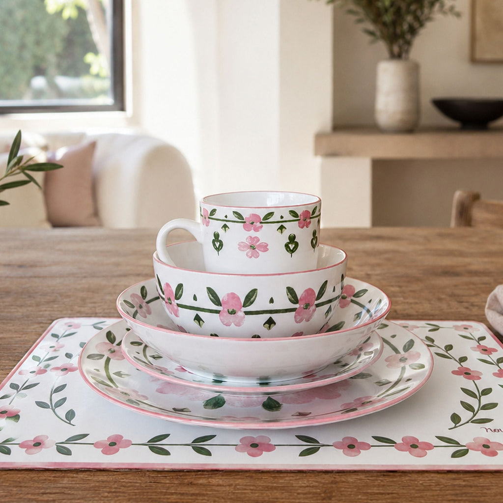 Lot De 6 Assiettes À Dessert - Primavera - 19.5Cm - Porcelaine - Rose