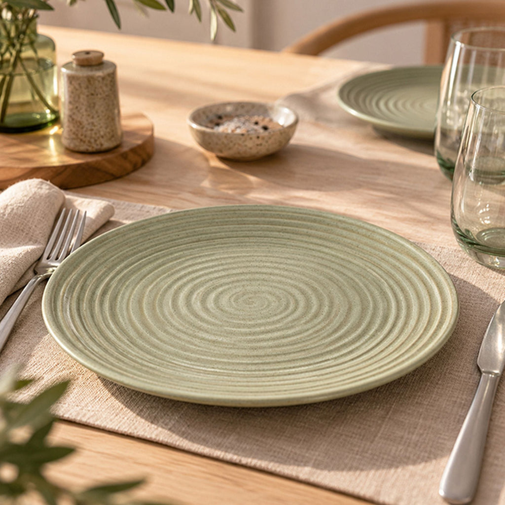 Turbolino - Set Van 6 Platte Borden - 27 cm - Steengoed - Groen