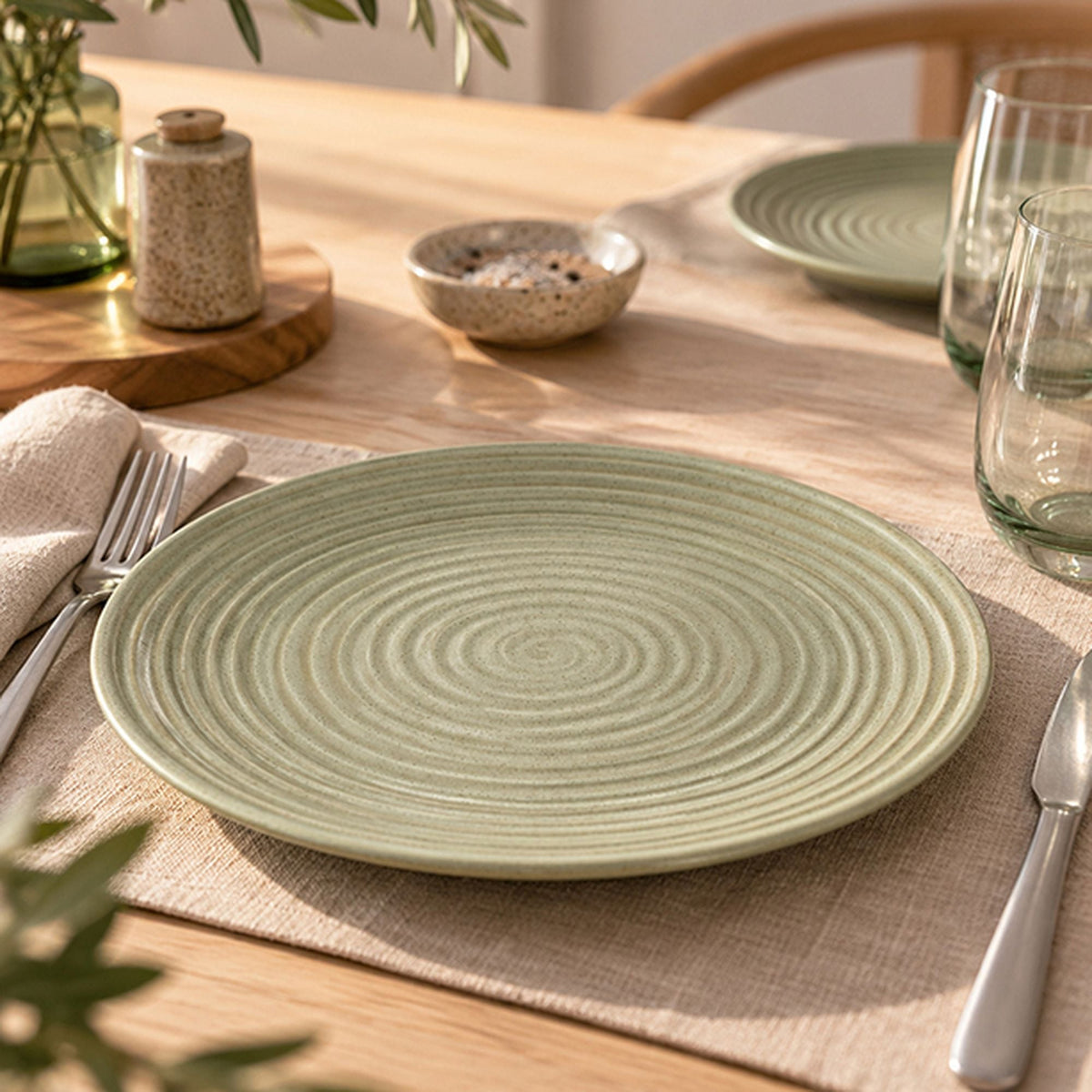Turbolino - Set Van 6 Platte Borden - 27 cm - Steengoed - Groen