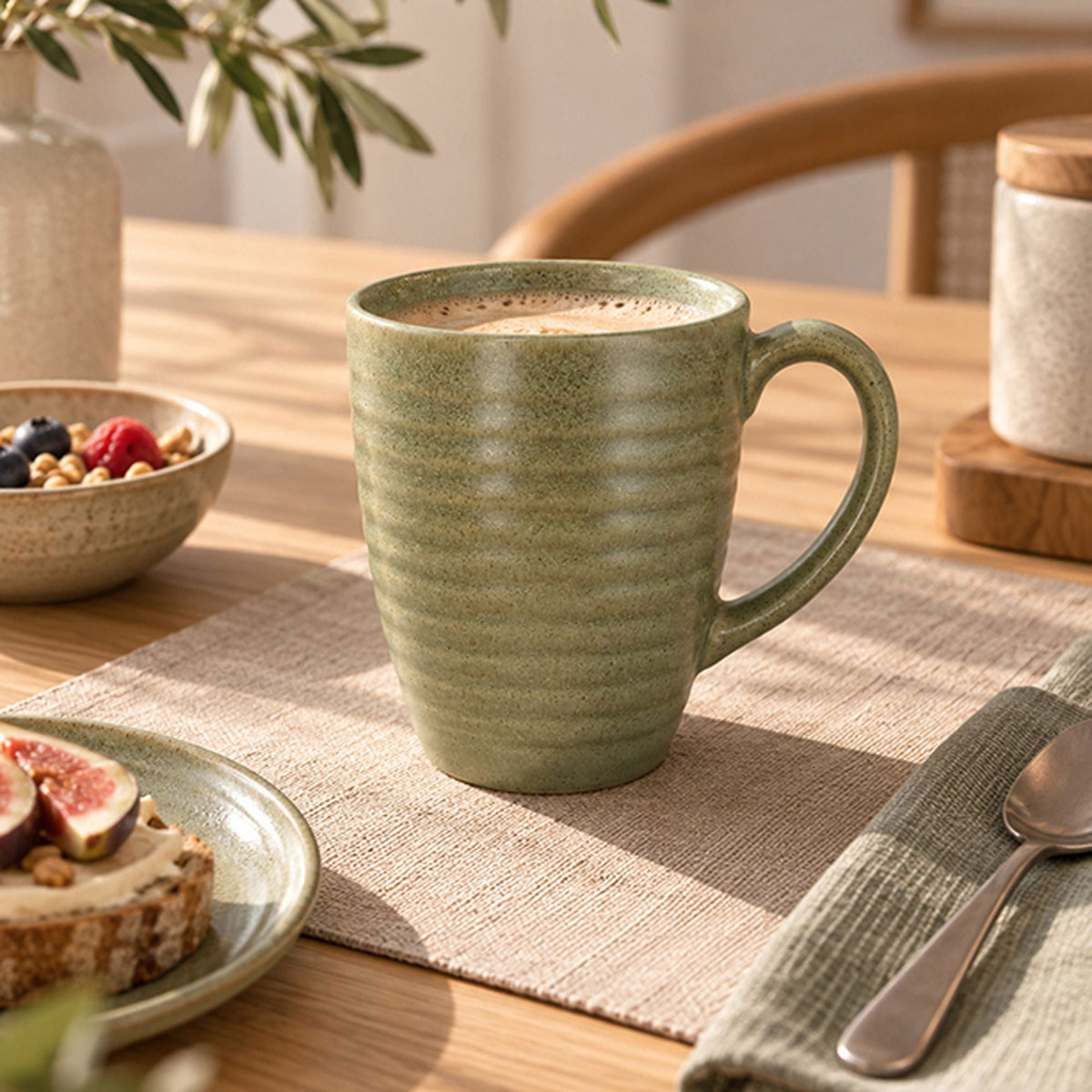 Set of 6 Turbolino Mugs – 37 cl – Stoneware – Green