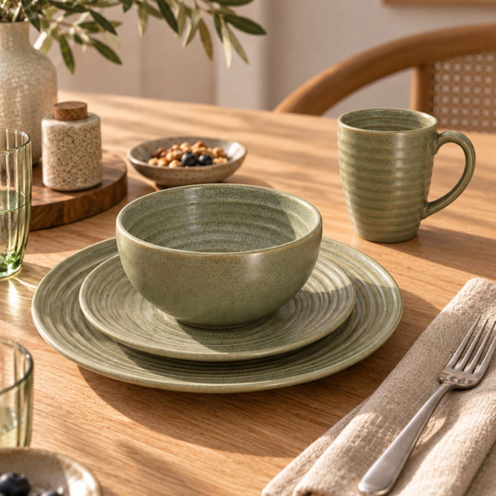 Set of 6 Turbolino Mugs – 37 cl – Stoneware – Green