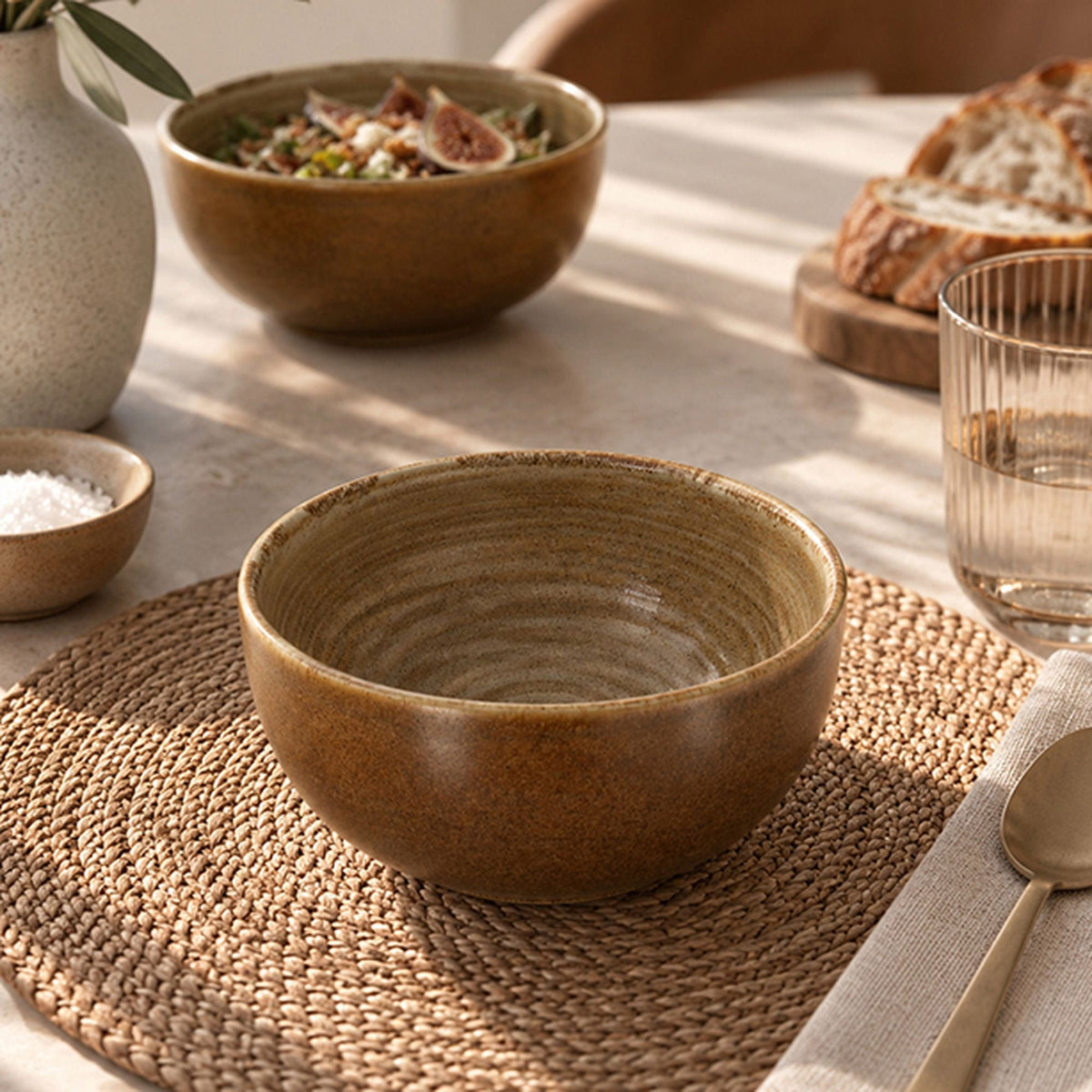 Set of 6 Turbolino stoneware bowls - 90 cl - caramel