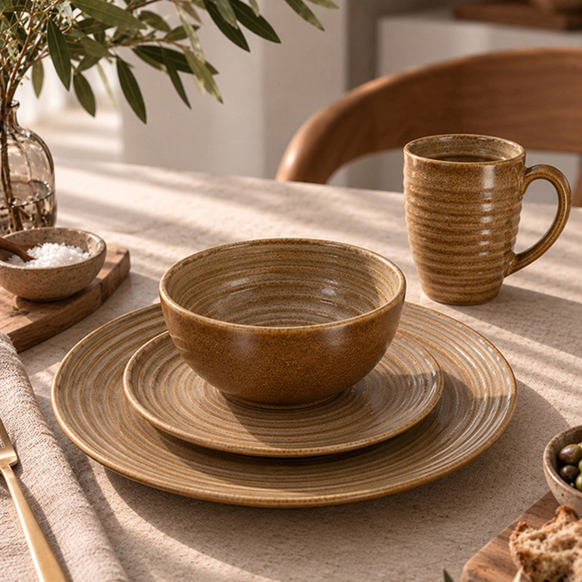 Set of 6 Turbolino stoneware bowls - 90 cl - caramel