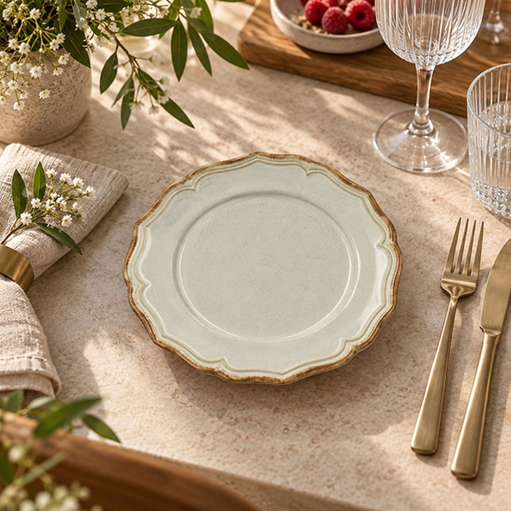 Signature - 6er-Set Dessertteller - 22 cm - Steinzeug - Beige