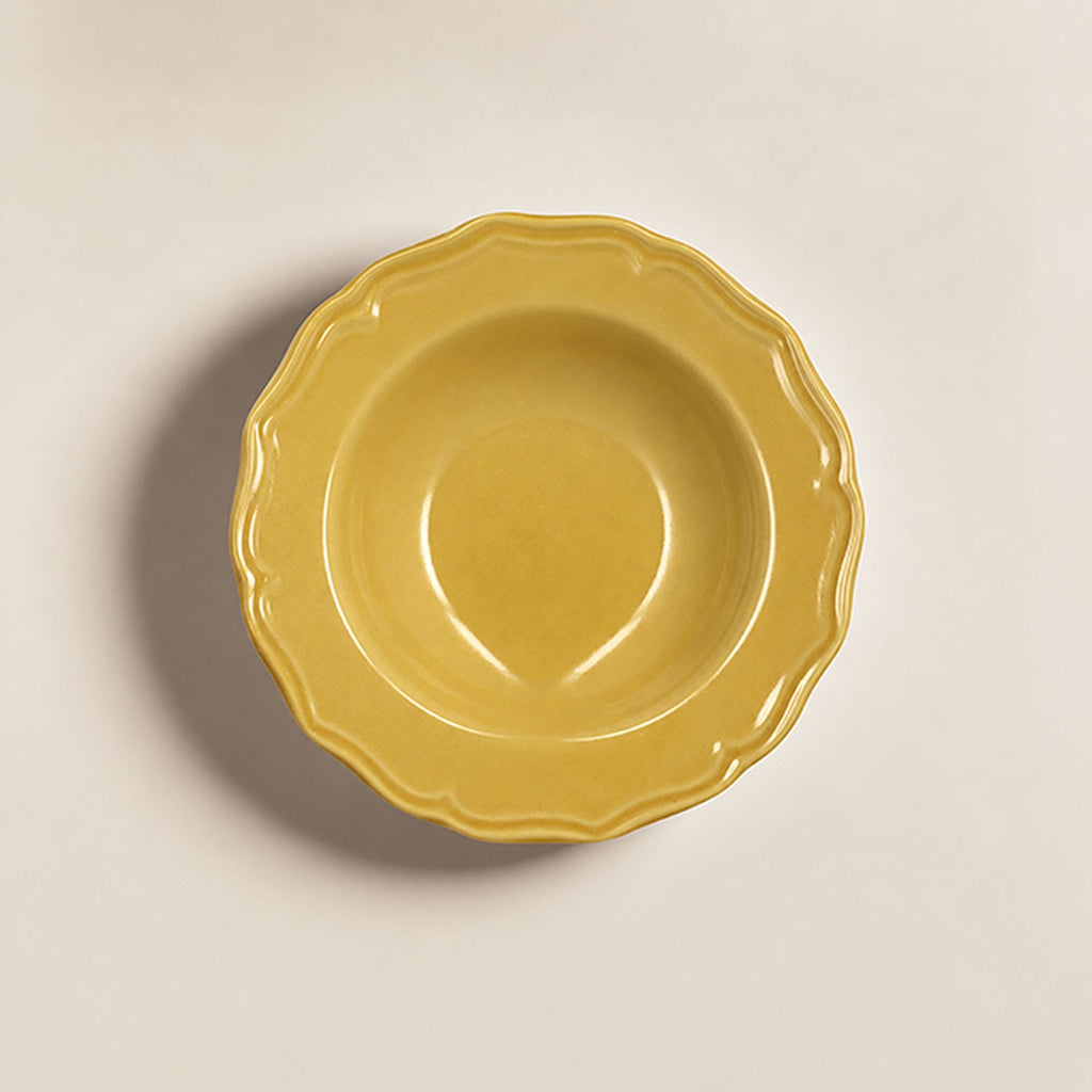Signature - Sæt med 6 dybe tallerkener - 23,5 cm - Stentøj - Gul