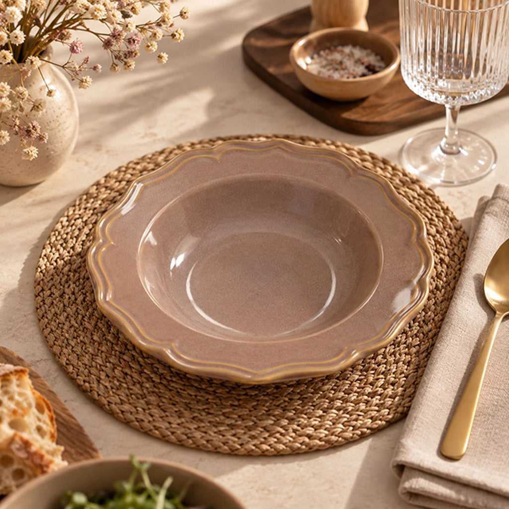 Juego de 6 platos hondos - Firma - 23,5 cm - Gres - Violeta