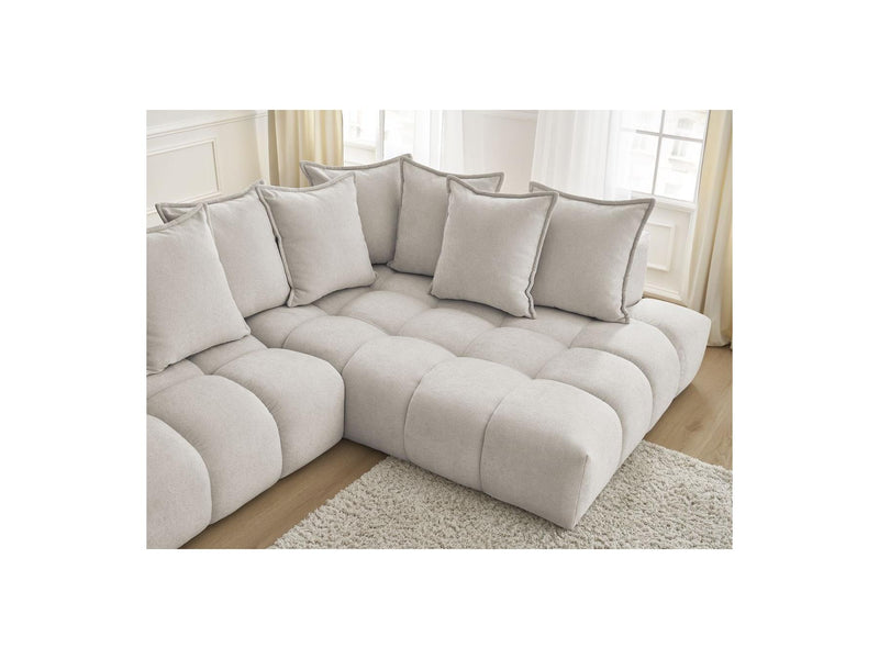 Canapé D'Angle Fixe - Everest - Tissu Texturé - Angle Droit - 10 Coussins