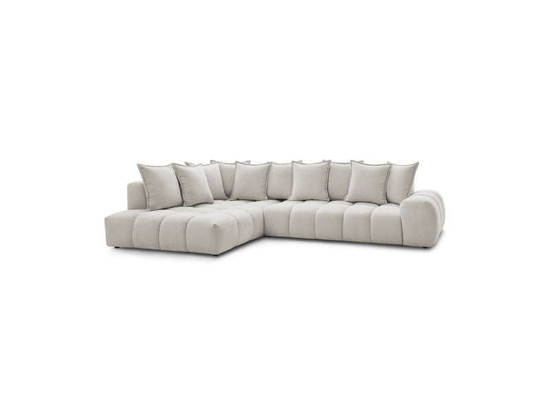 Canapé D'Angle Fixe - Everest - Tissu Texturé - Angle Gauche - 10 Coussins