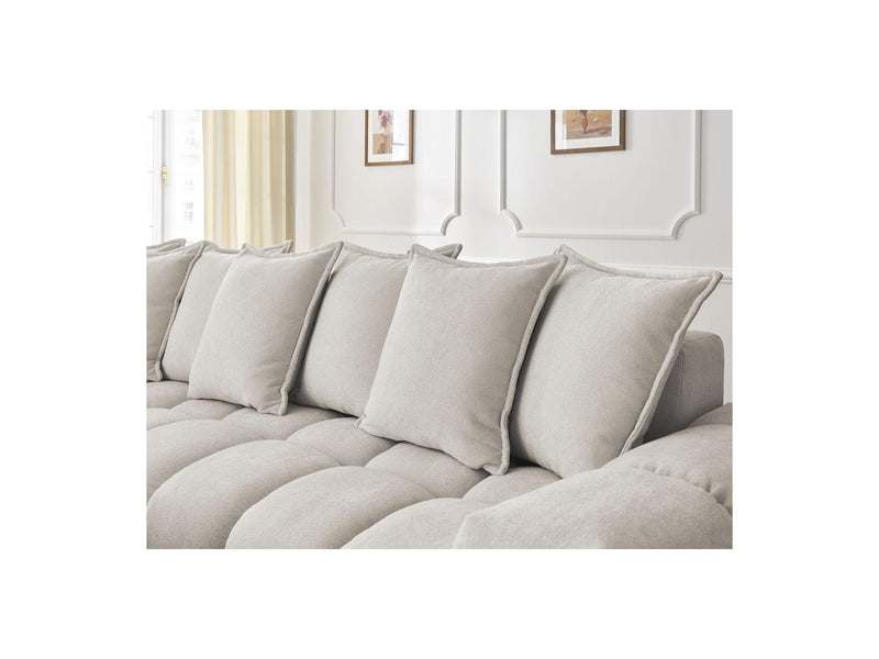 Canapé D'Angle Fixe - Everest - Tissu Texturé - Angle Gauche - 10 Coussins