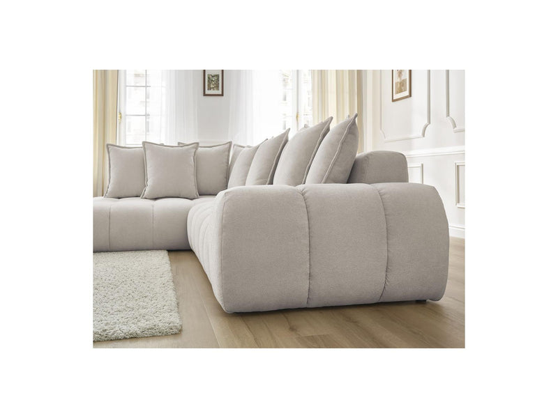Canapé D'Angle Fixe - Everest - Tissu Texturé - Angle Gauche - 10 Coussins